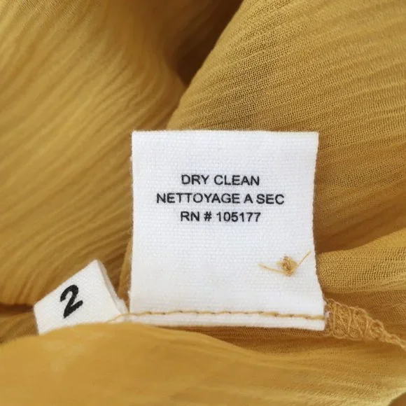 ULLA JOHNSON RUFFLE BLOUSE CASSAN MUSTARD CHIFFON SIZE 2 BELL SLEEVE TOP - Picture 7 of 8
